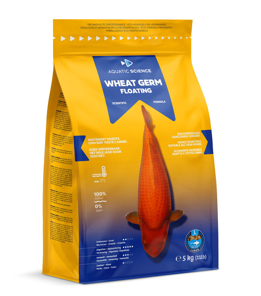 AQUATIC SCIENCE Wheat Germ Floating Large 5 Kg nourriture Printemps / Automne en granulés flottant de 6 à 7 mm pour Koïs dès 25 cm