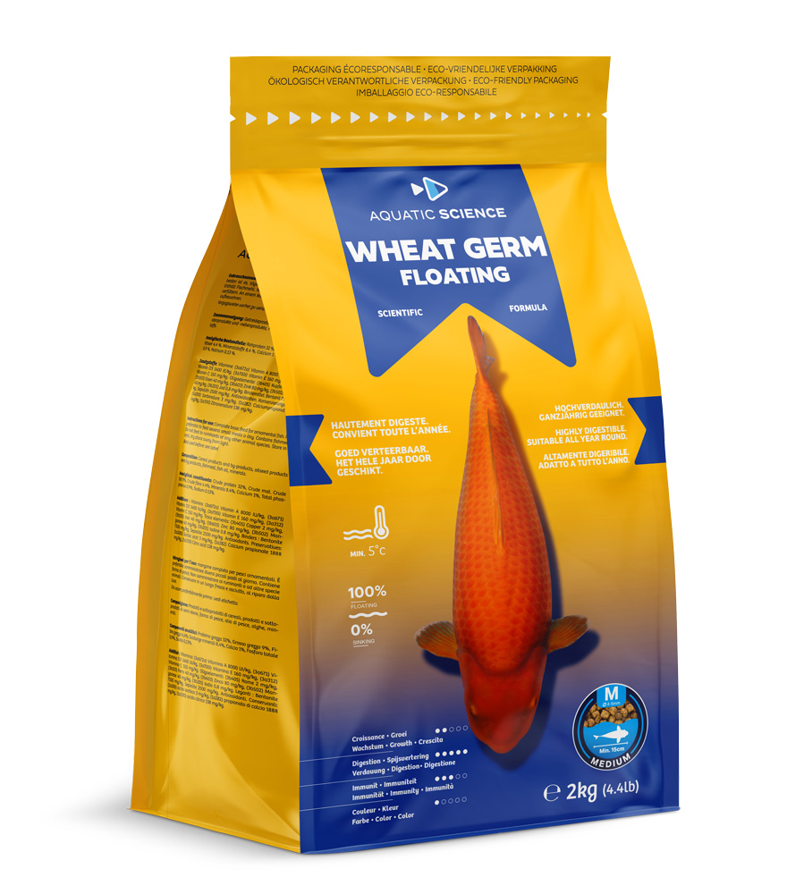 AQUATIC SCIENCE Wheat Germ Floating Medium 2 Kg nourriture Printemps / Automne en granulés flottant de 4 à 5 mm pour Koïs dès 15 cm