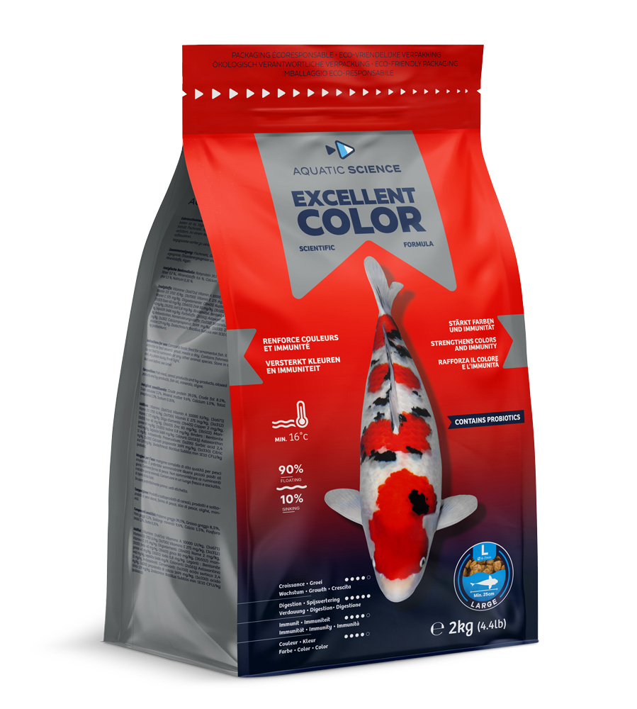 AQUATIC SCIENCE Excellent Color Large 2 Kg aliment complet en granulés de 6 à 7 mm pour carpes koï dès 25 cm