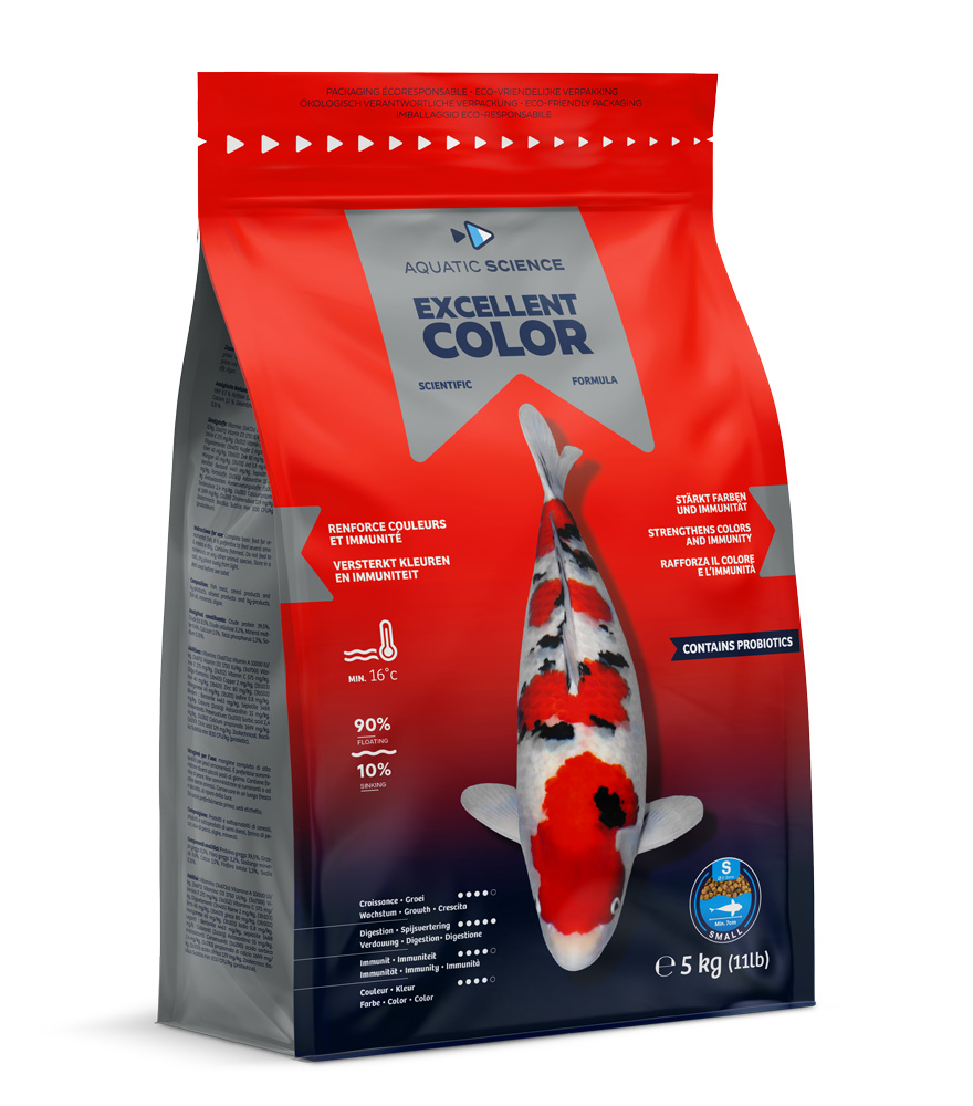 AQUATIC SCIENCE Excellent Color Small 5 Kg aliment complet en granulés de 2 à 3 mm pour carpes koï dès 7 cm