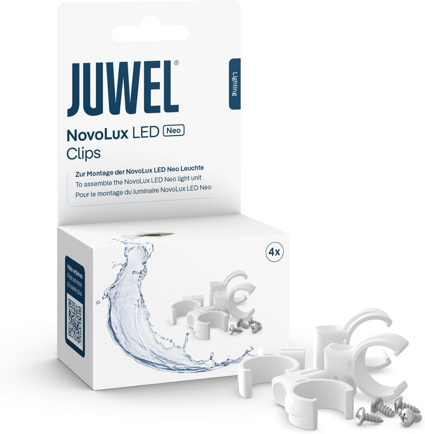 JUWEL Lot de 4 Clips de montage pour tube luminaire Novolux LED Neo