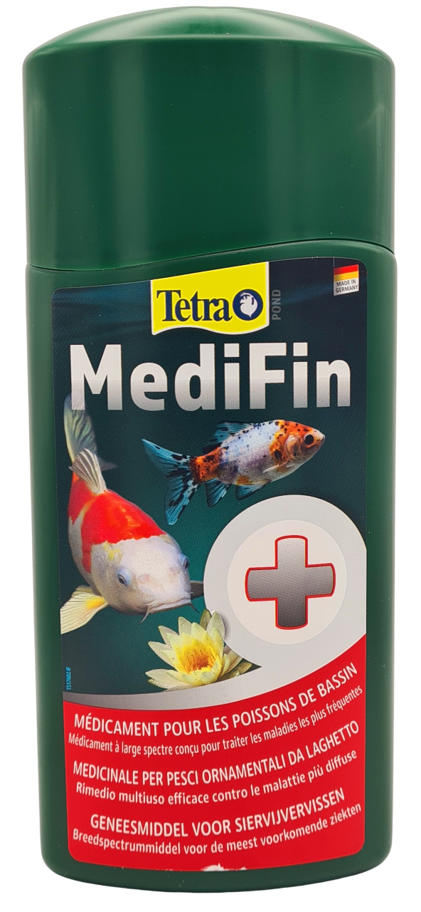TETRA Pond MediFin 500 ml médicament multi-maladies pour poissons de bassin. Traite jusqu\' à 10000 L
