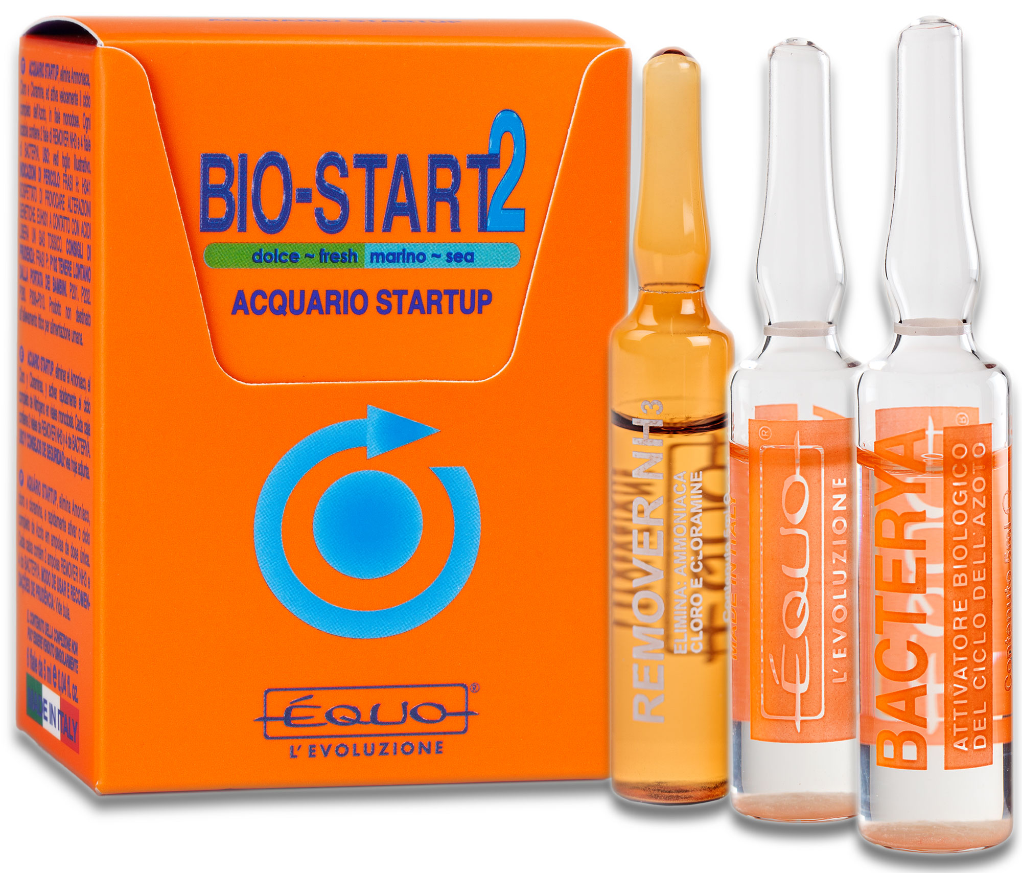 EQUO Bio-Start2 kit 6 ampoules avec bactéries pour le démarrage d\'un nouvel aquarium