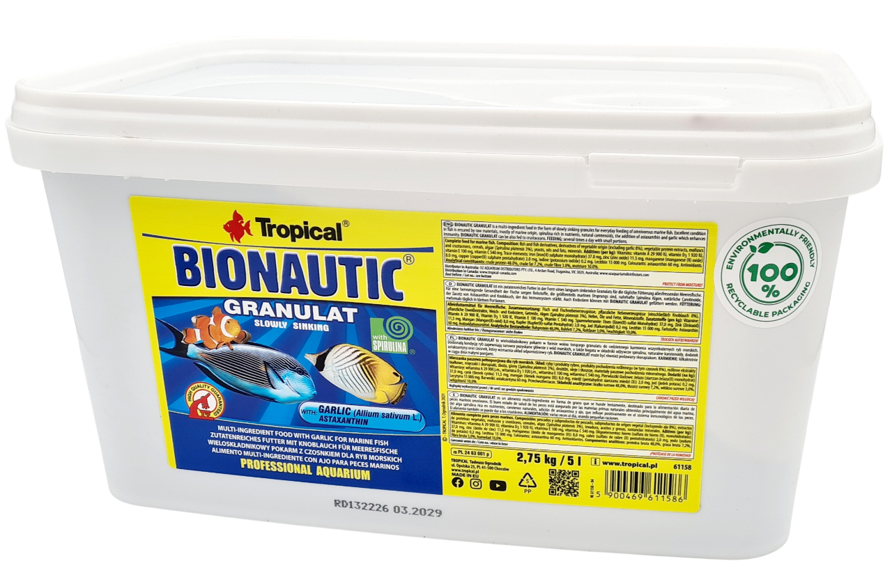 TROPICAL BioNautic Granulat 5 L nourriture granulée pour poissons d\'eau de mer, crustacés et invertébrés