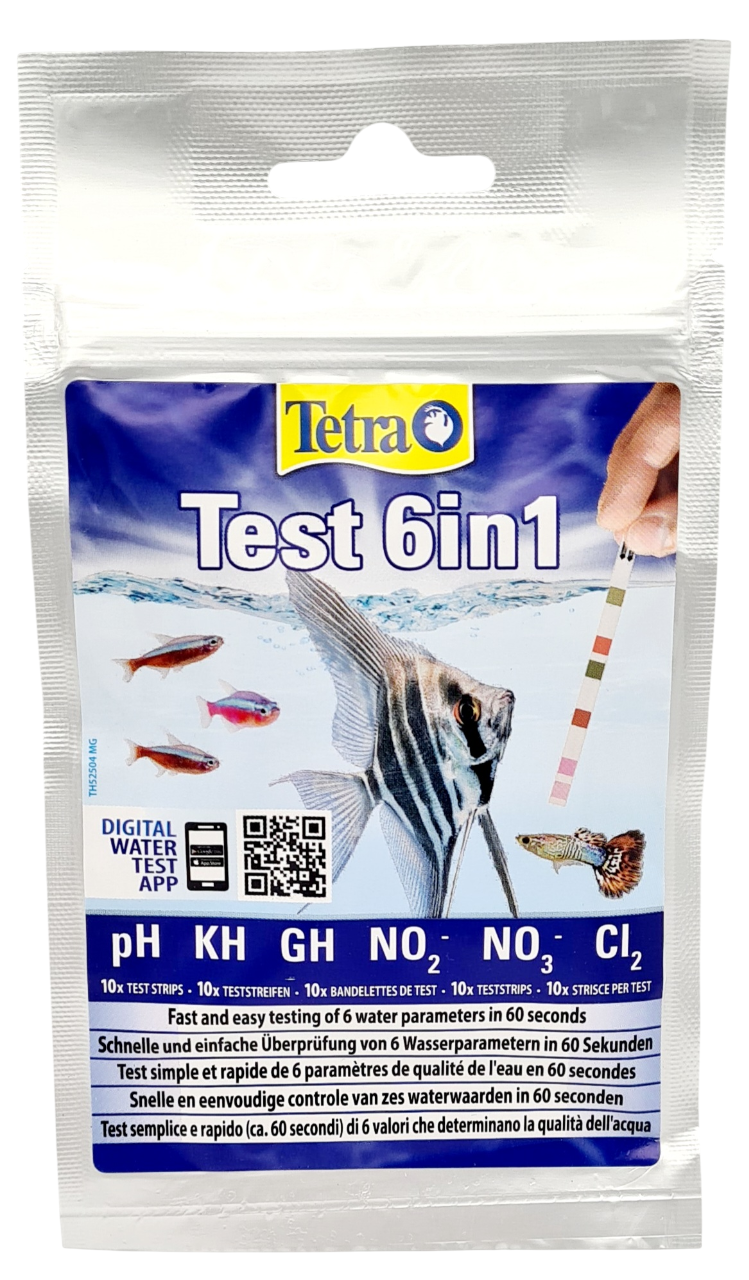 TETRA Test 6in1 lot 10 bandelettes de tests pH, GH, KH, NO2-, NO3-, Cl2 pour aquarium d\'eau douce