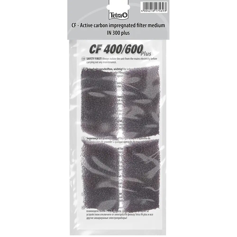 TETRA CF 300 Plus lot de 4 mousses filtrantes au charbon actif pour filtre Tetra IN 300 plus