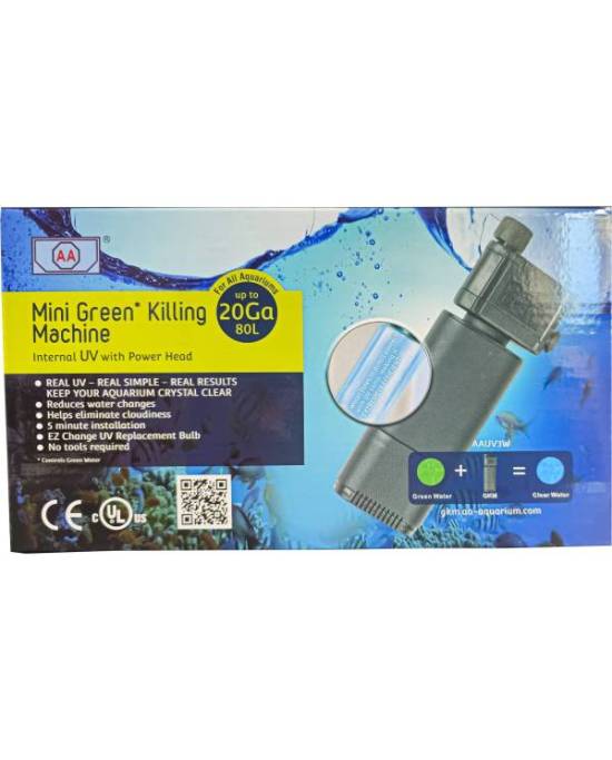 AA Green Killing Machine 3W stérilisateur UV-C interne pour aquarium d\'eau douce et d\'eau de mer jusqu\'à 80 L