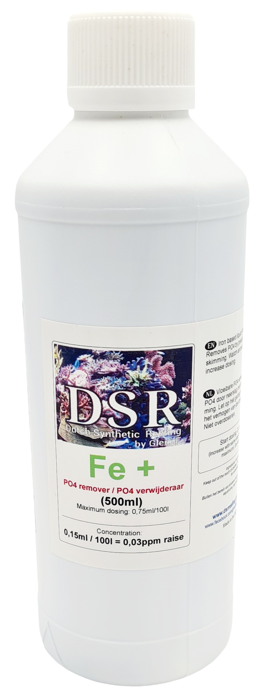 DSR Fe+ 500 ml anti-Phosphates liquide à base de fer pour aquarium récifal
