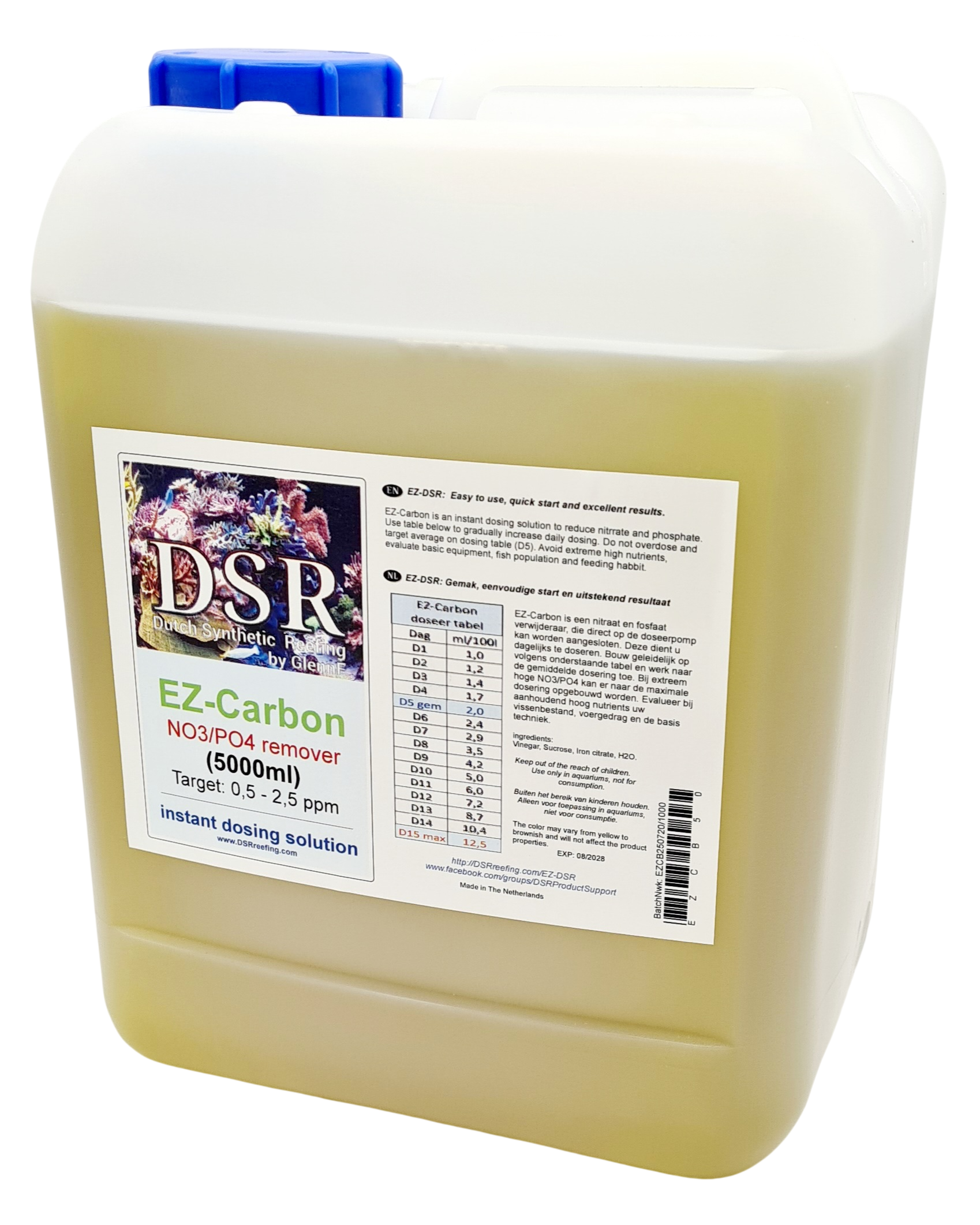 DSR EZ Carbon 5 L réduit efficacement les Nitrates et Phosphates en aquarium marin