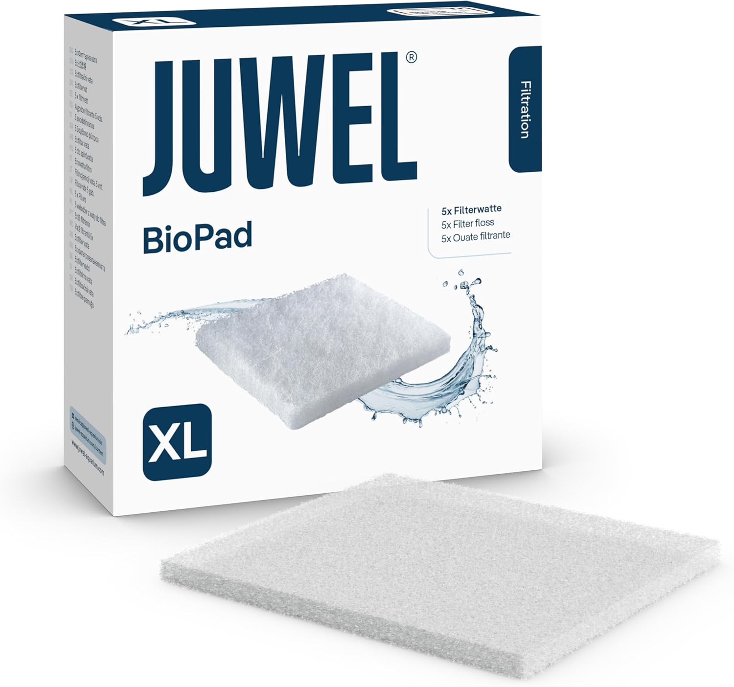 JUWEL bioPad XL lot de 5 coussins de ouate pour filtre Juwel Bioflow 8.0 et Jumbo. Dimensions 15,3 x 15,3 x 1 cm