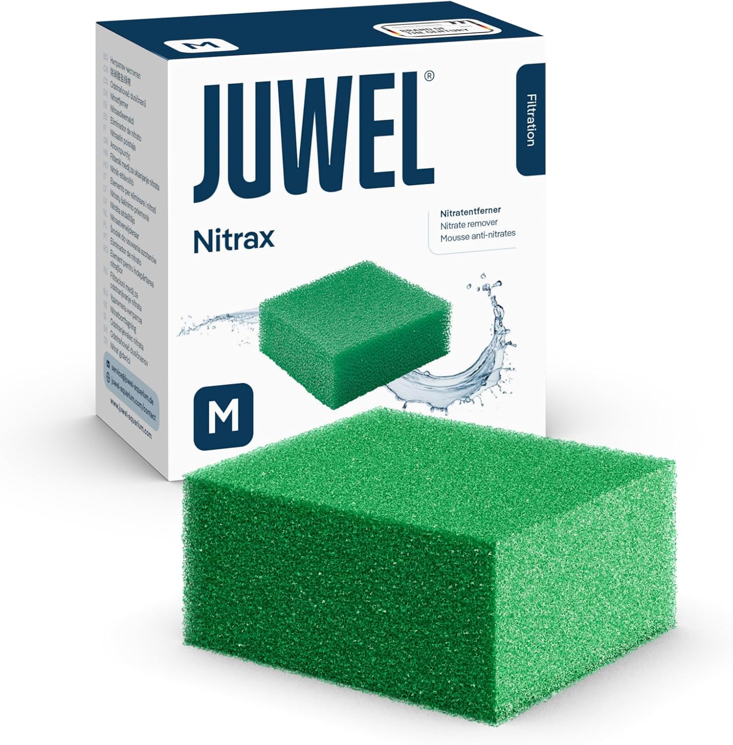 JUWEL Nitrax M bloc de mousse anti-nitrates pour filtre Juwel Bioflow 3.0 et Compact. Dimensions 9,5 x 9,5 x 4,8 cm