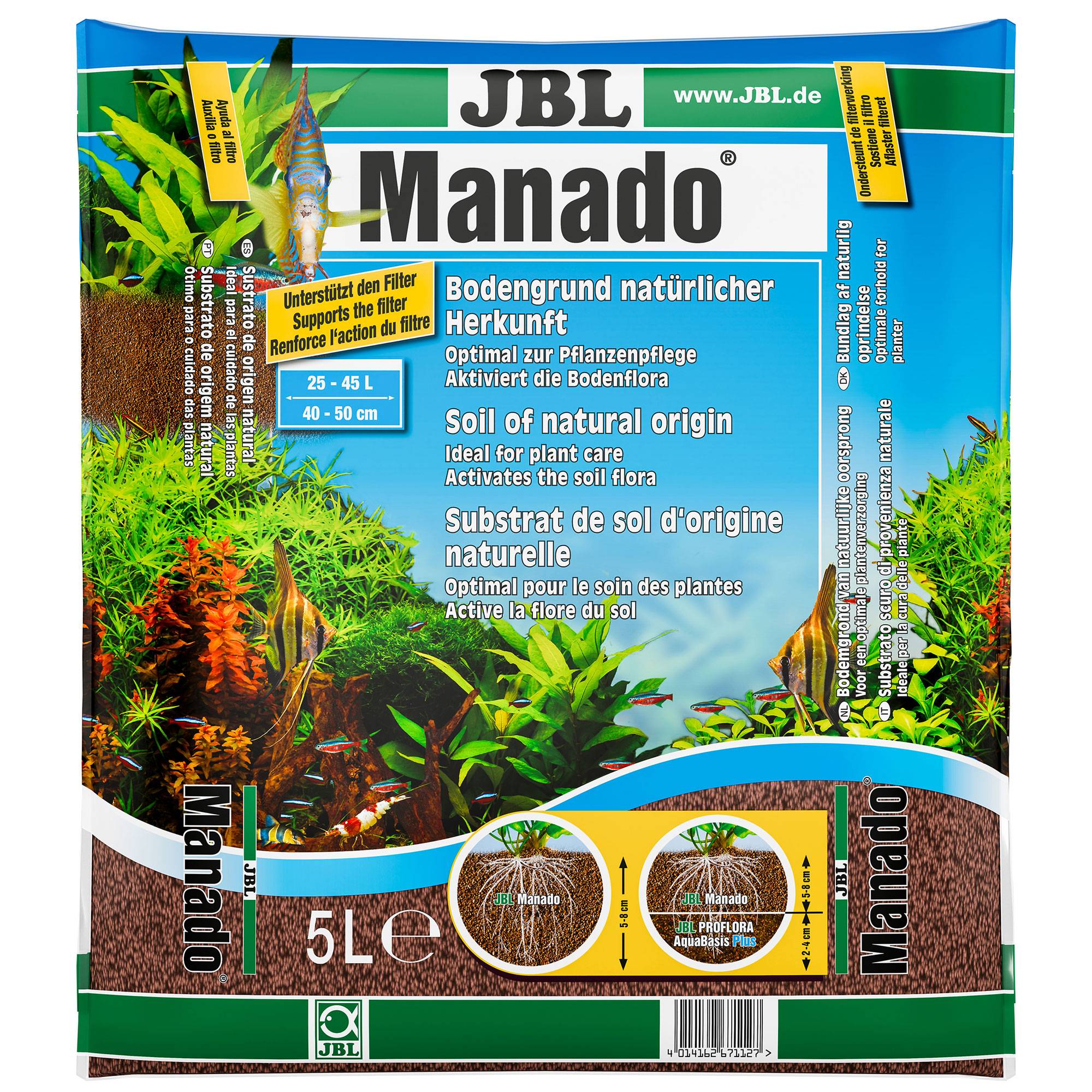 JBL Manado V2 5L substrat de sol naturel pour aquarium de 45L maxi