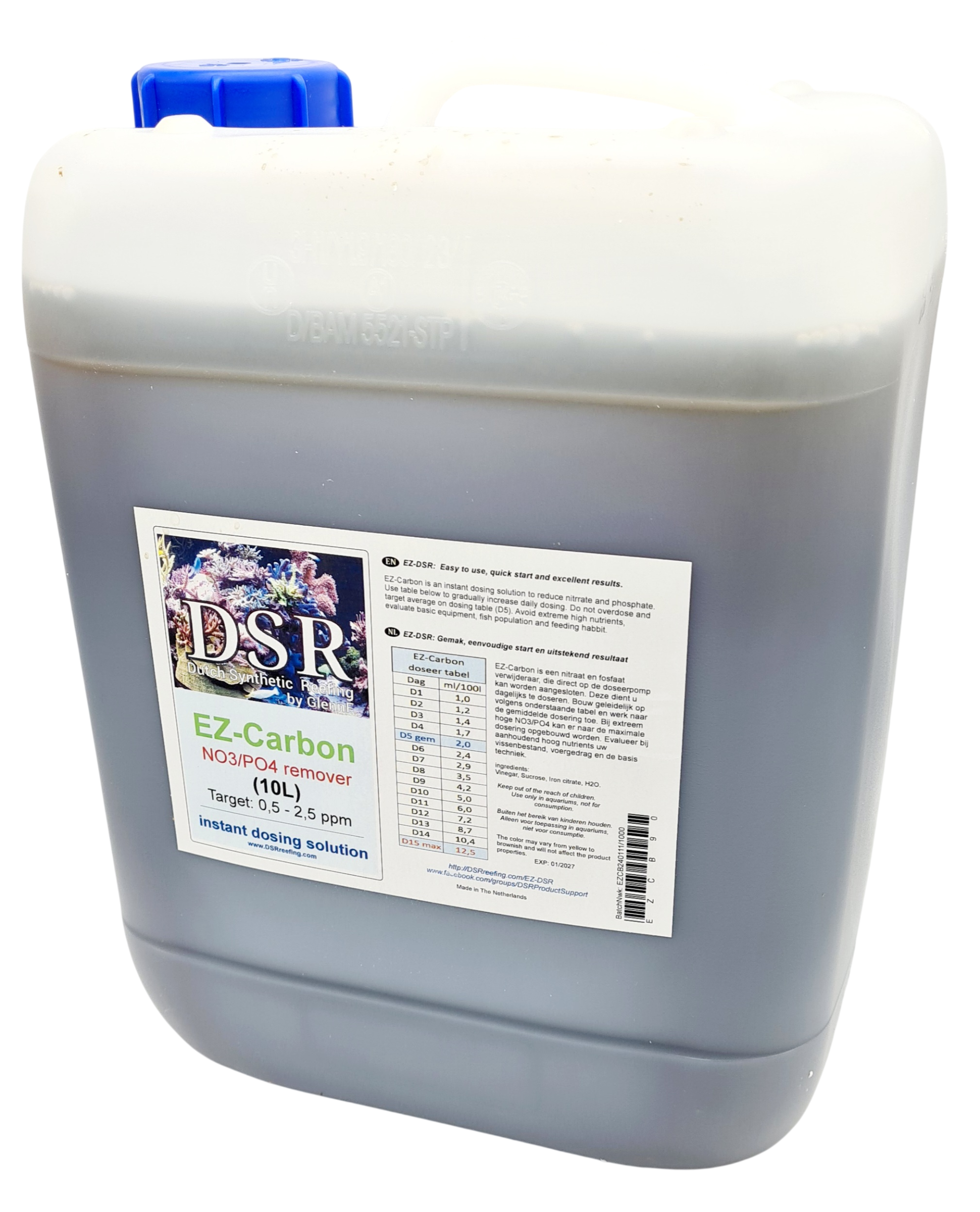 DSR EZ Carbon 10 L réduit efficacement les Nitrates et Phosphates en aquarium marin