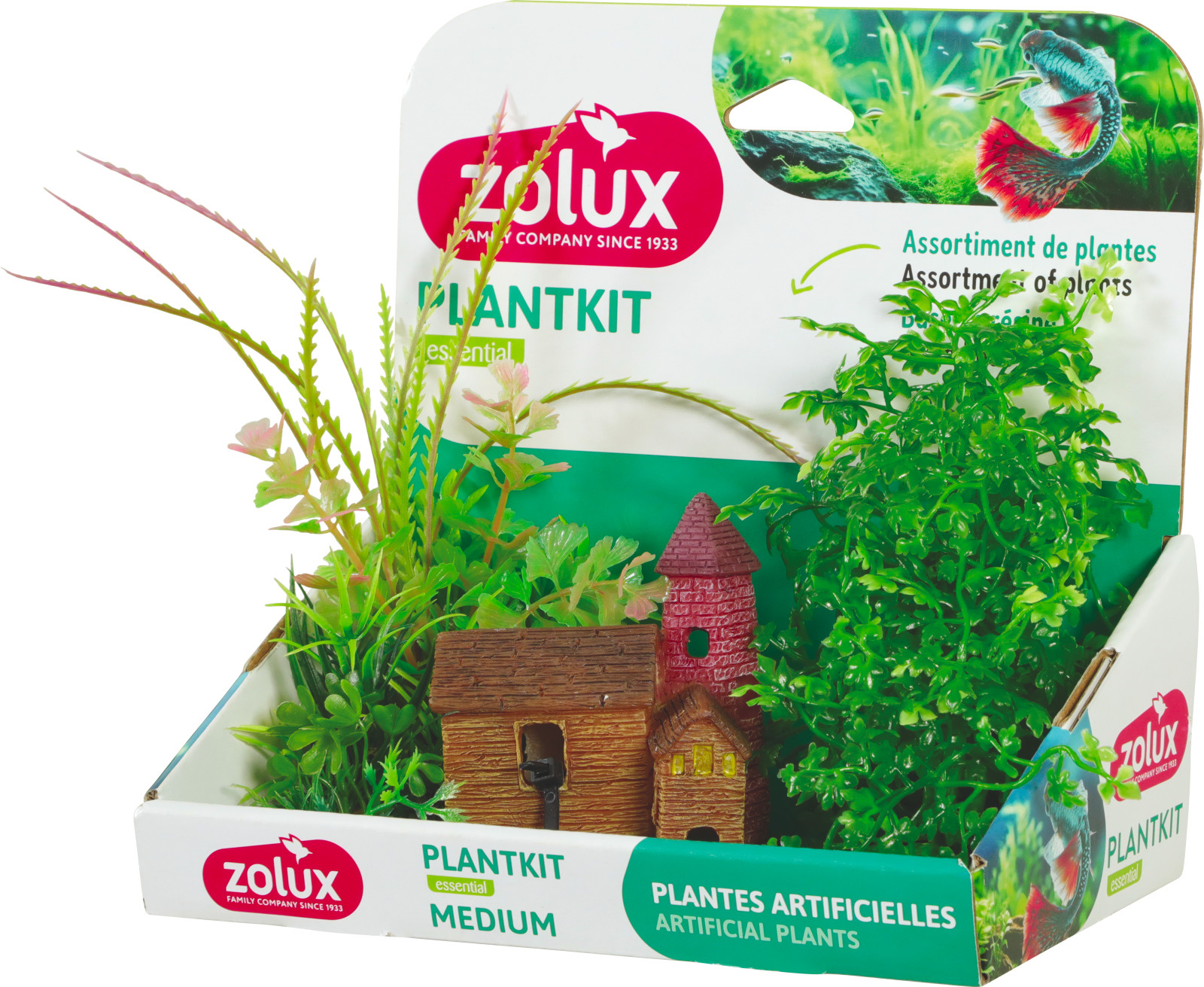 ZOLUX PlantKit Decor M Eglise kit de décoration avec plantes artificielles
