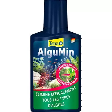 TETRA AlguMin 100 ml élimine en toute simplicité tous les mauvaises algues de l\'aquarium d\'eau douce