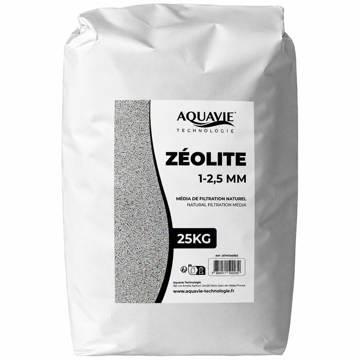 AQUAVIE Zeolite 1 à 2,5 mm sac de 25 kg de Zéolithe pour la purification de l\'eau en aquarium