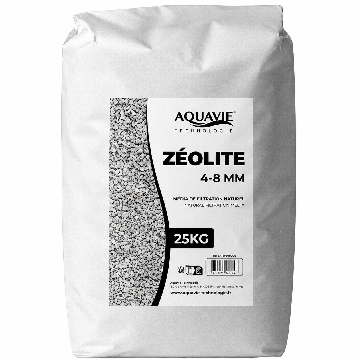 AQUAVIE Zeolite 4 à 8 mm sac de 25 kg de Zéolithe pour la purification de l\'eau en aquarium