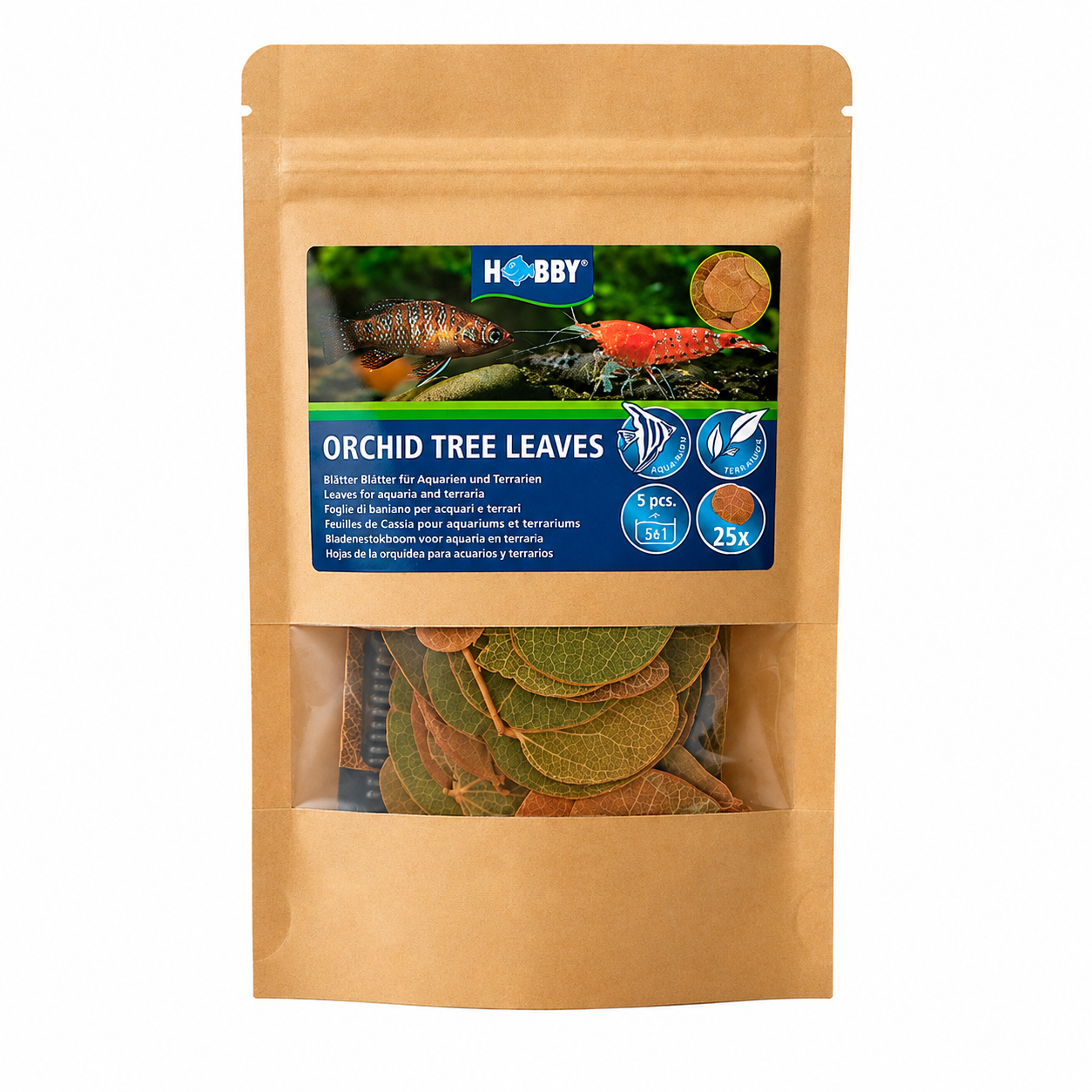 HOBBY Orchid Tree Leaves lot de 25 feuilles d\'arbre à orchidées Bauhinia pour aquarium d\'eau douce