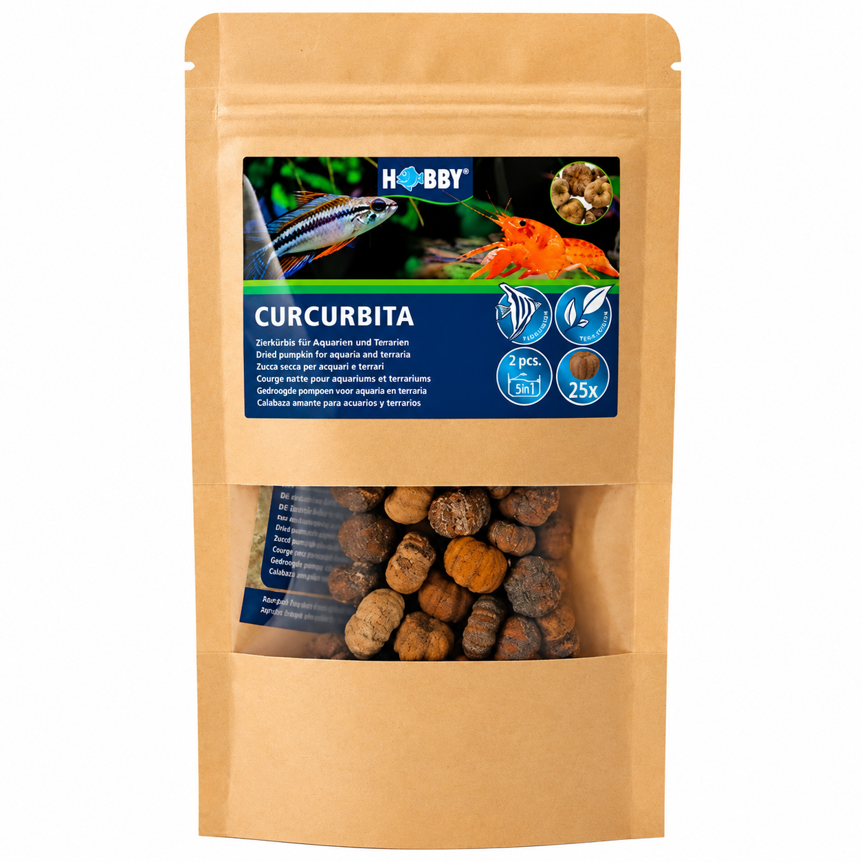 HOBBY Curcubita lot de 25 mini-courges pour améliorer la qualité de l\'eau en aquarium d\'eau douce