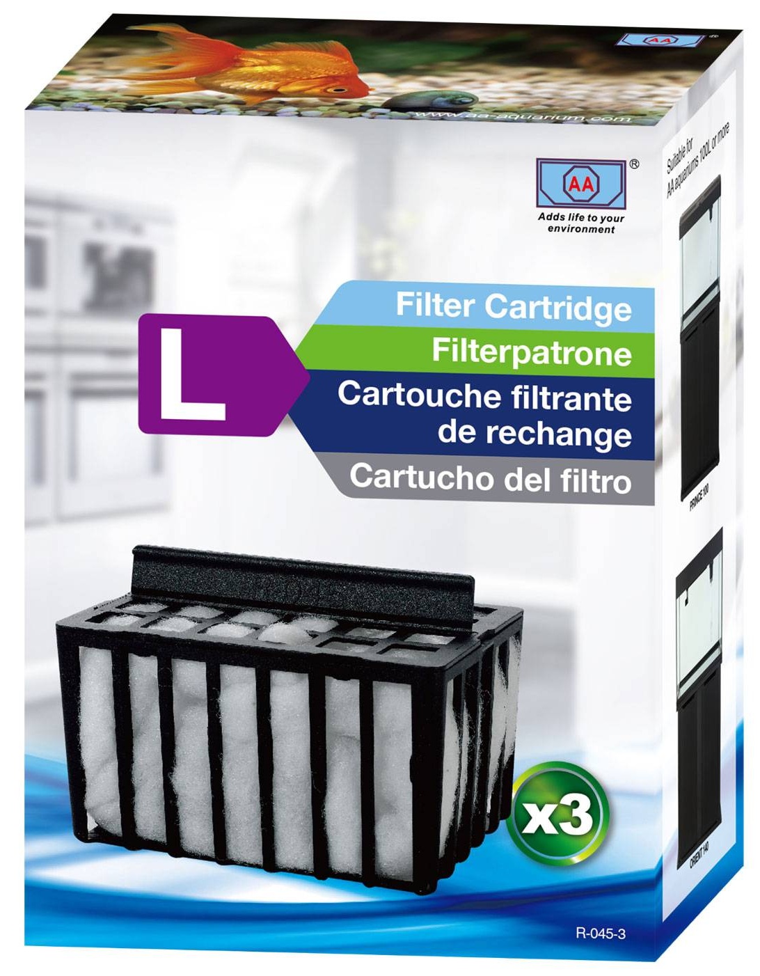 AA R045 Lot de 3 cartouches filtrantes de rechange pour aquarium Basic 130+