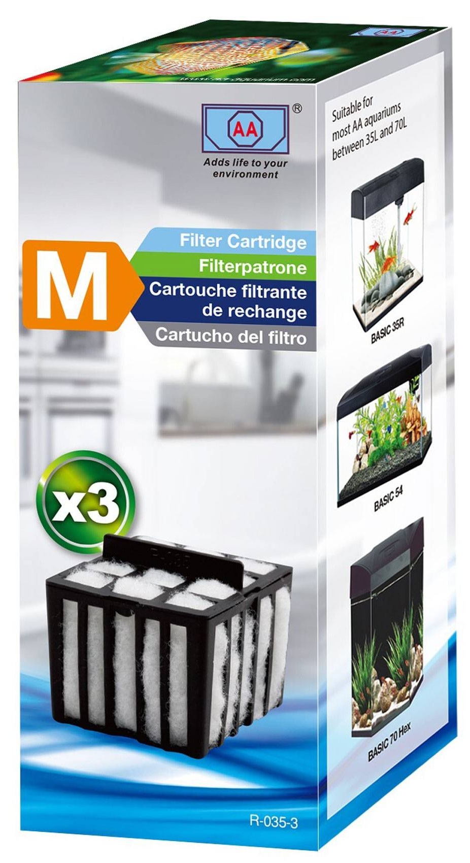 AA R035 Lot de 3 cartouches filtrantes de rechange pour aquarium Basic 50+