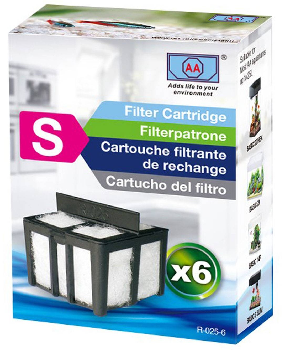 AA R025 Lot de 6 cartouches filtrantes de rechange pour aquarium Basic 20+
