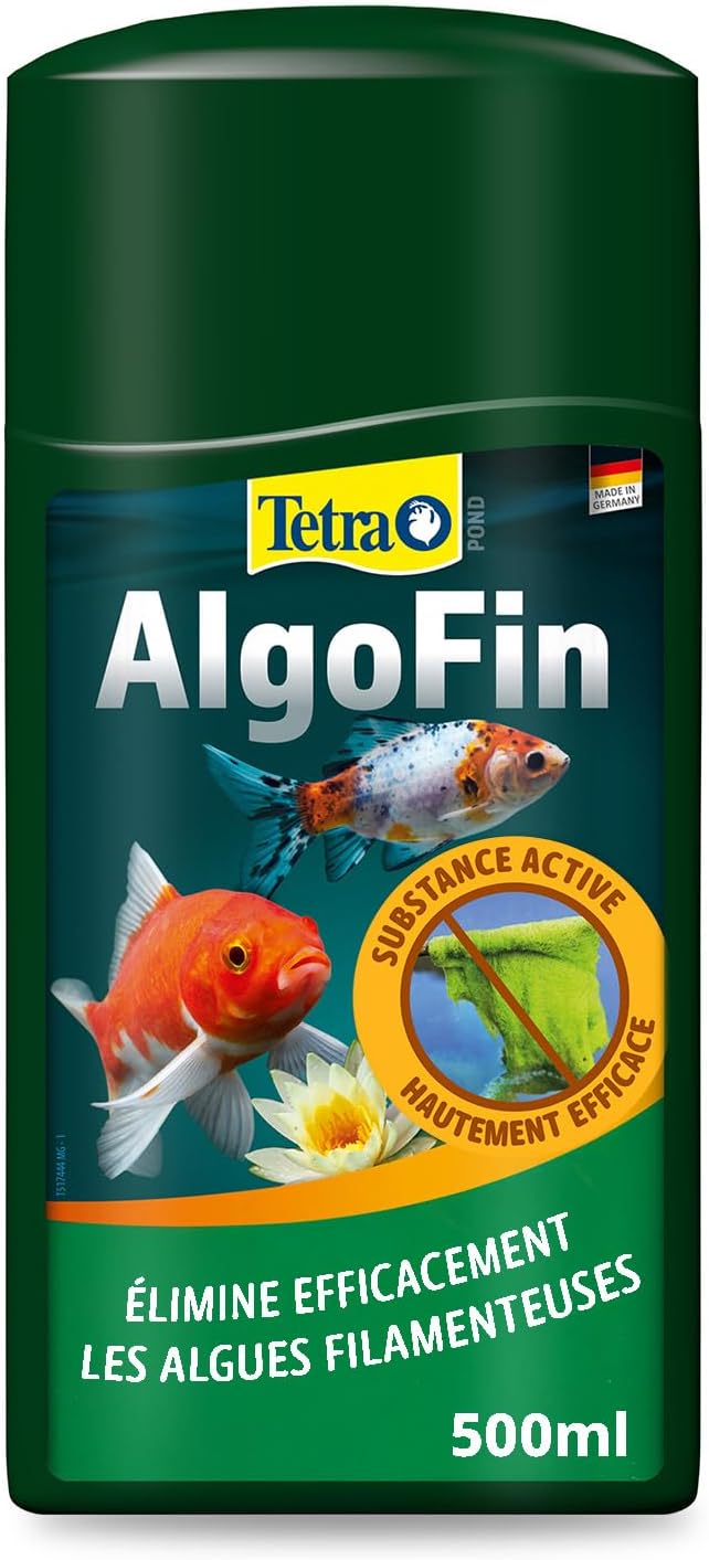 TETRA Pond AlgoFin 500 ml détruit les algues filamenteuses et autres algues courantes en bassin. Traite jusqu\'à 10000 L