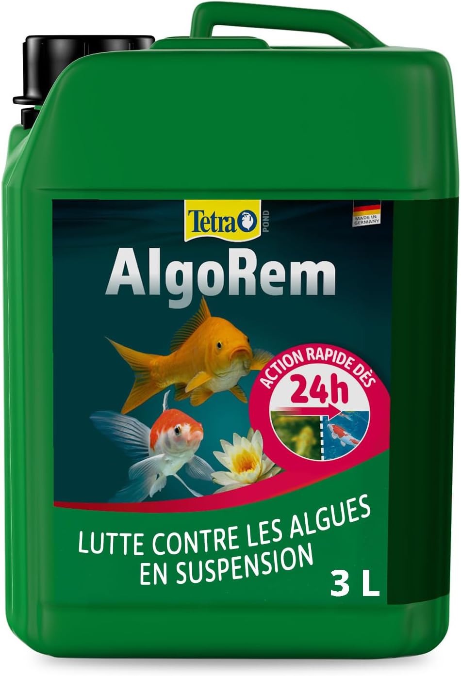 TETRA Pond AlgoRem 3L détruit les algues qui rendent l\'eau de votre bassin verte. Traite jusqu\'à 60000L