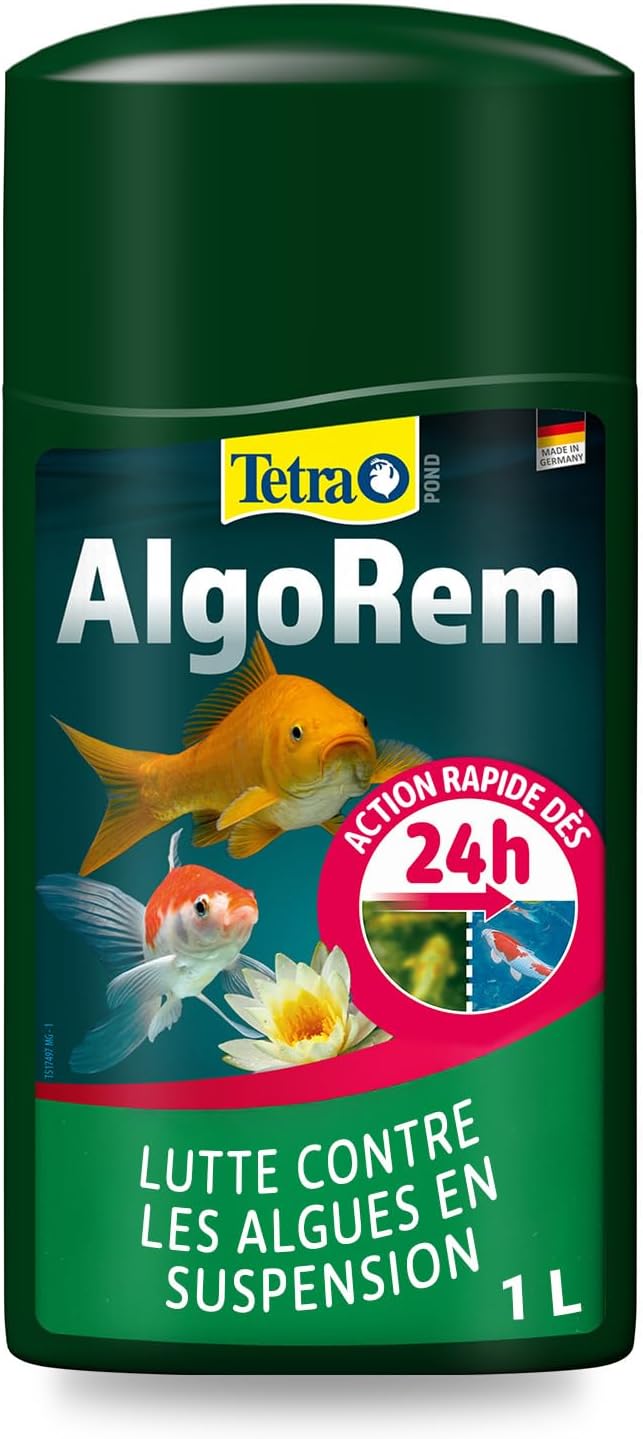 TETRA Pond AlgoRem 1L détruit les algues qui rendent l\'eau de votre bassin verte. Traite jusqu\'à 20000L