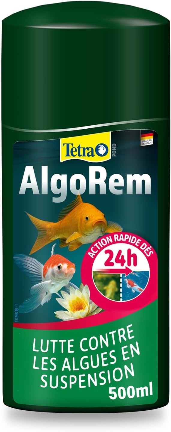 TETRA Pond AlgoRem 500 ml détruit les algues qui rendent l\'eau de votre bassin verte. Traite jusqu\'à 10000L