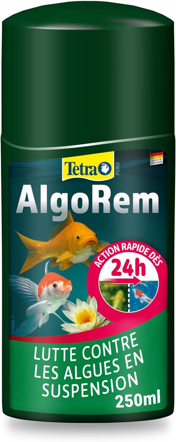 TETRA Pond AlgoRem 250 ml détruit les algues qui rendent l\'eau de votre bassin verte. Traite jusqu\'à 5000L