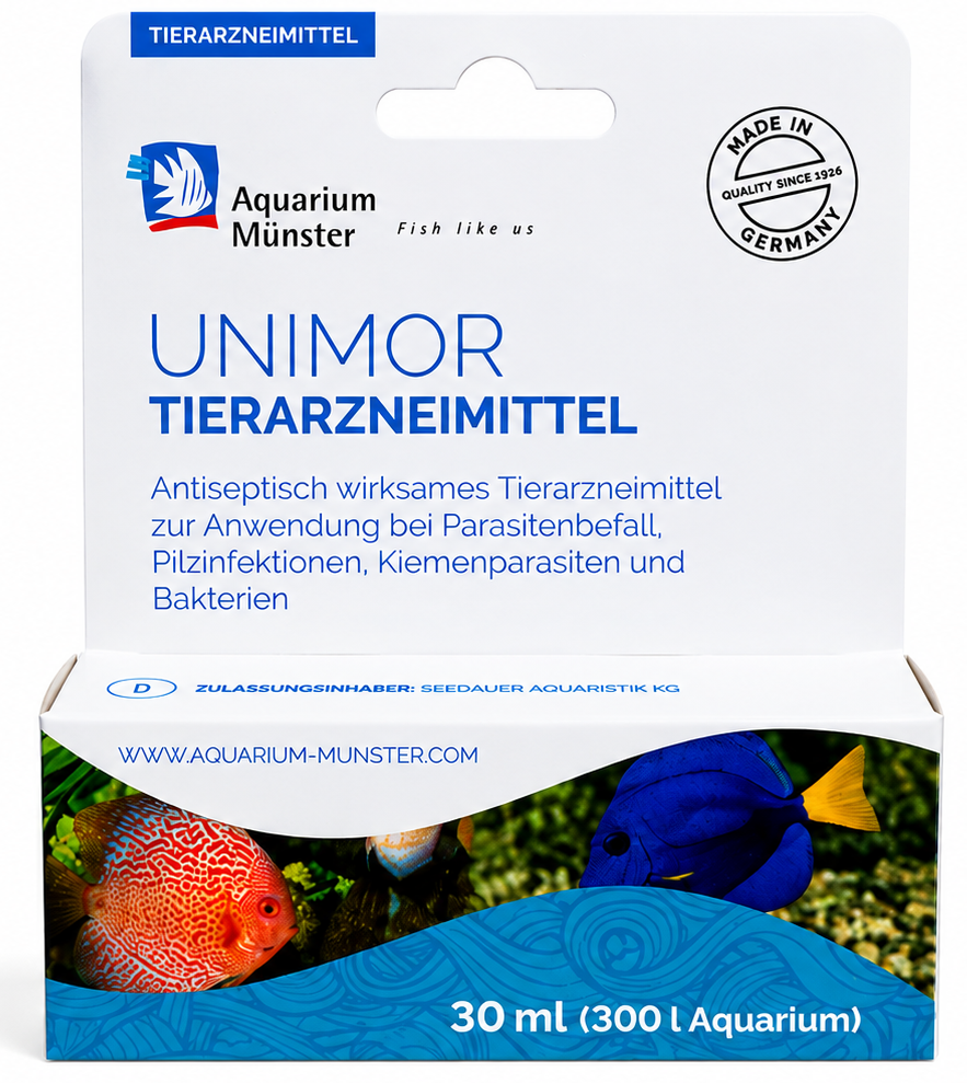 AQUARIUM MUNSTER Unimor 30 ml antiseptique contre tout types d\'infections pour poissons d\'eau douce et d\'eau de mer