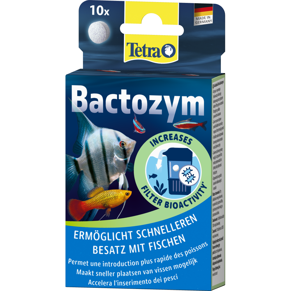 TETRA BactoZym 10 gélules accélère la colonisation des filtres par les bactéries utiles en aquarium d\'eau douce et d\'eau de mer