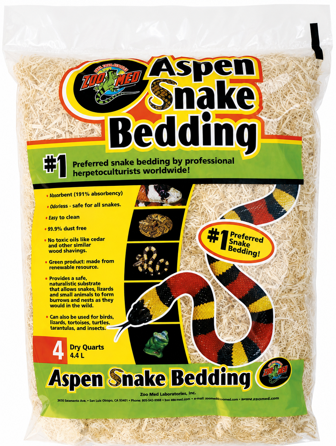 ZOOMED Aspen Snake Bedding 4,4 L substrat naturel idéal pour les serpents
