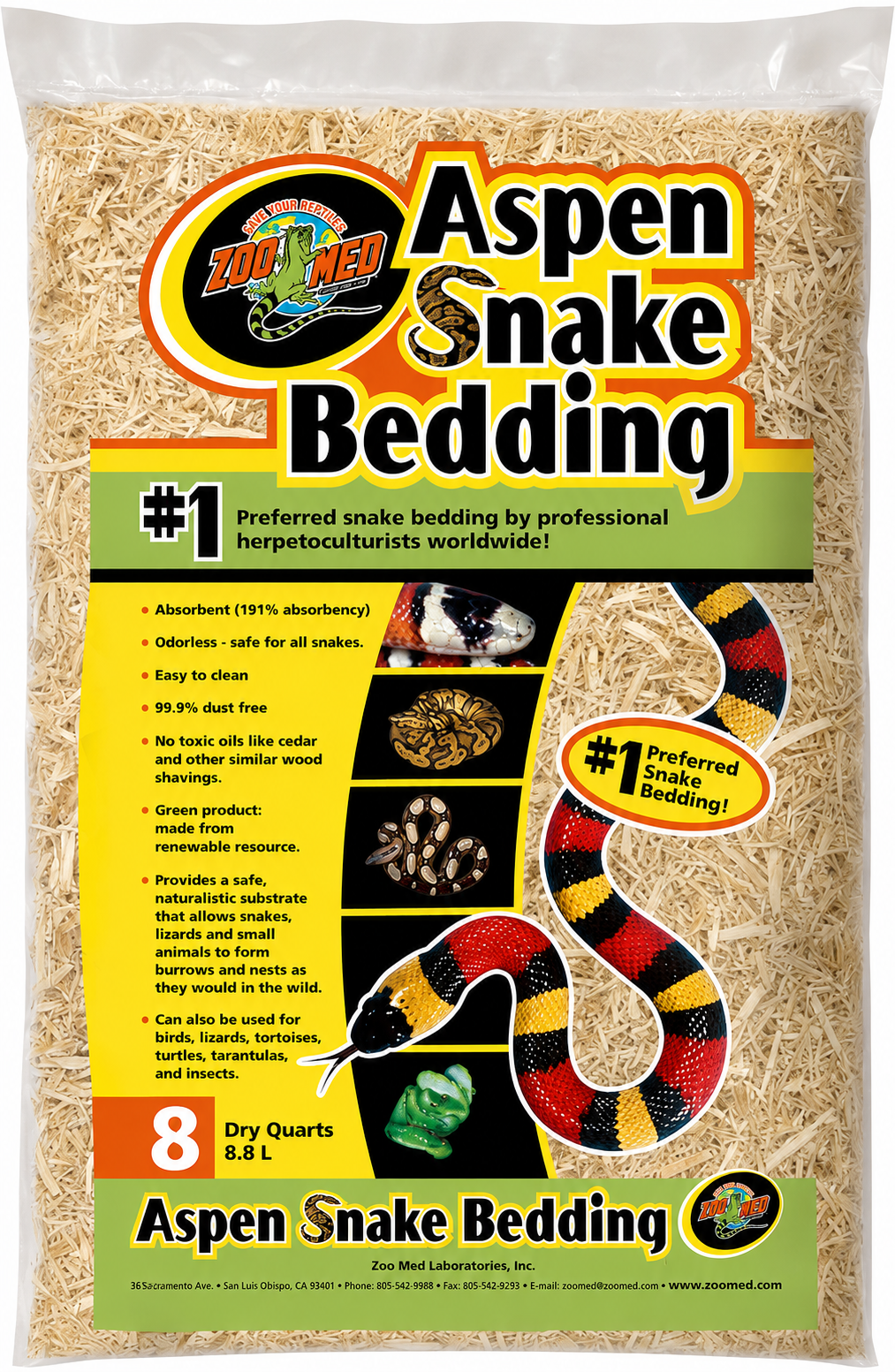 ZOOMED Aspen Snake Bedding 8,8 L substrat naturel idéal pour les serpents
