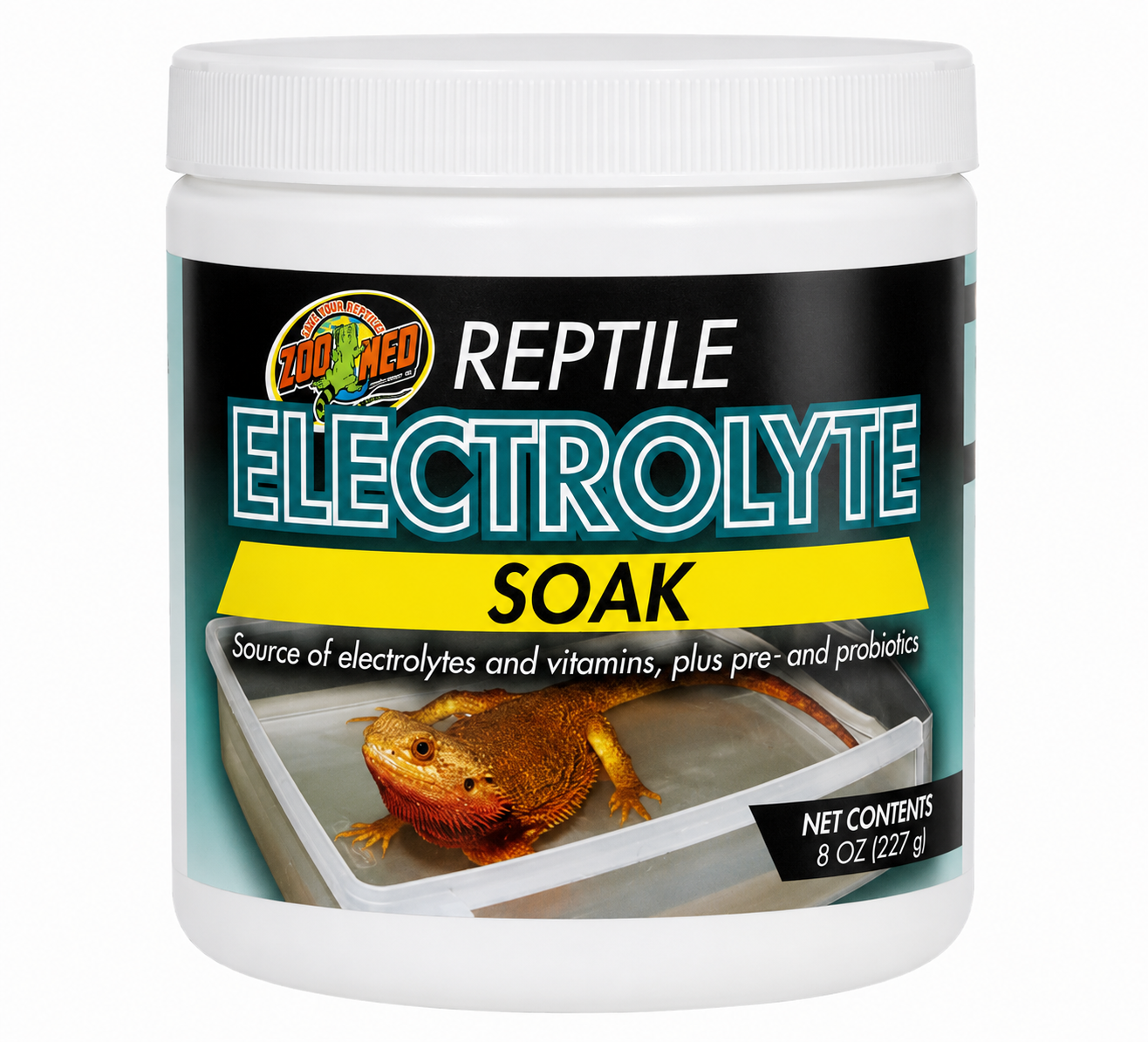 ZOOMED Reptile Electrolyte Soak 227 gr source d\'électrolytes avec vitamines, pré et probiotiques pour reptiles