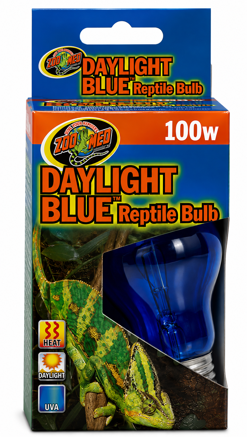 ZOOMED Daylight Blue 100W ampoule chauffante lumière du jour en verre bleu pour reptiles et amphibiens