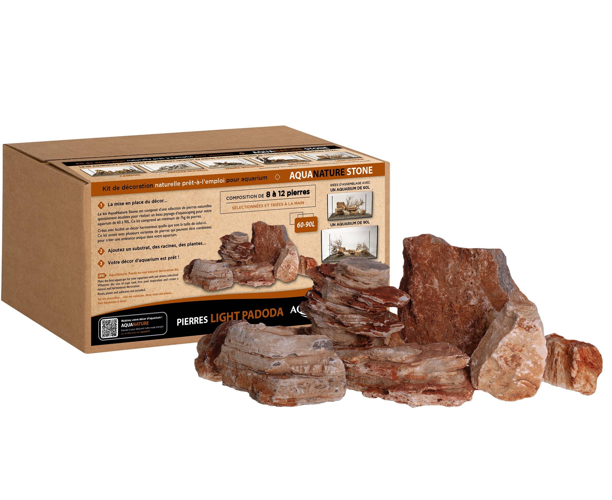 AQUAVIE Kit AquaNatur Stone Light Padoda kit décoration roche et racine pour aquarium de 60 à 90 L