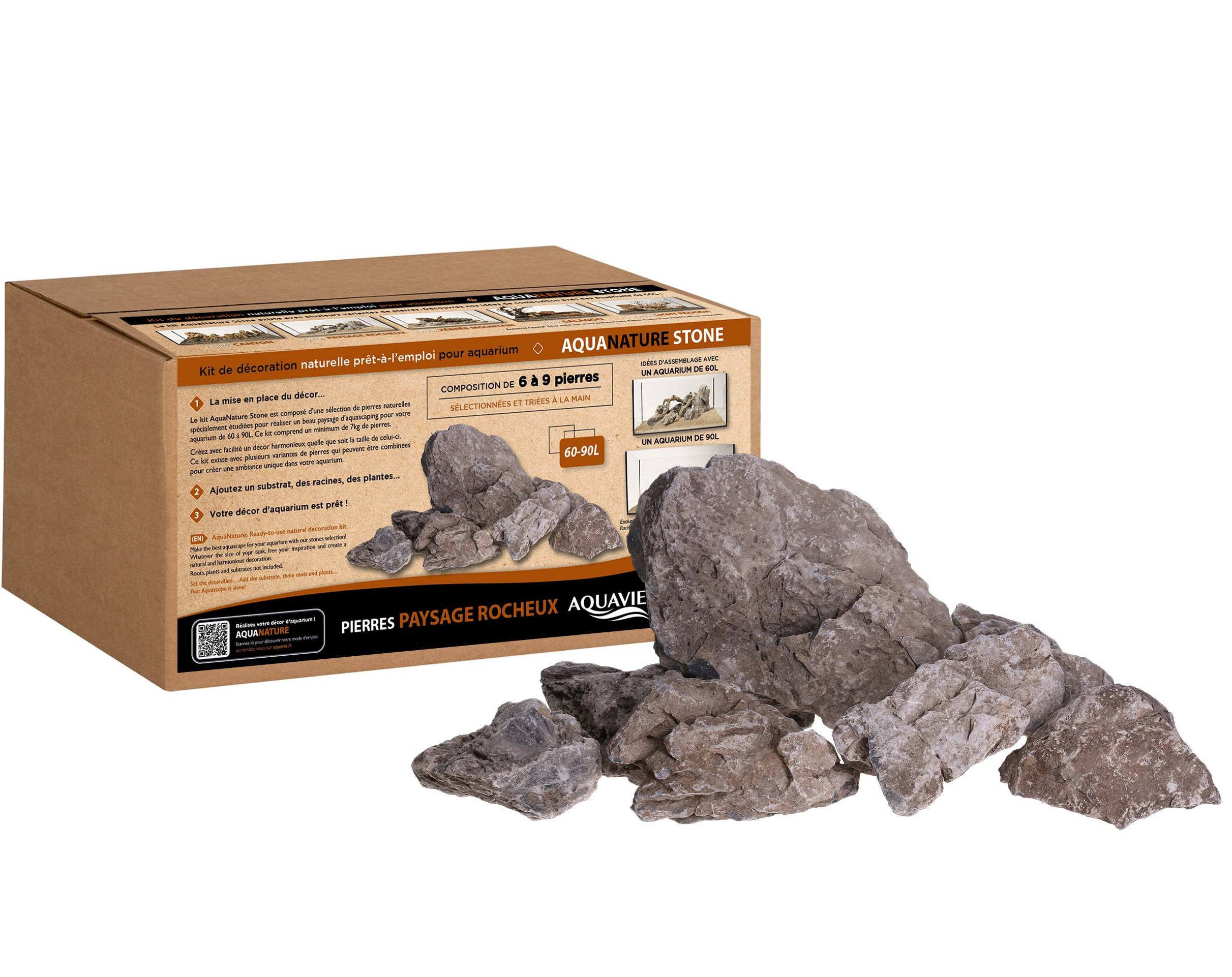AQUAVIE Kit AquaNatur Stone Paysage Rocheux kit décoration roche et racine pour aquarium de 60 à 90L