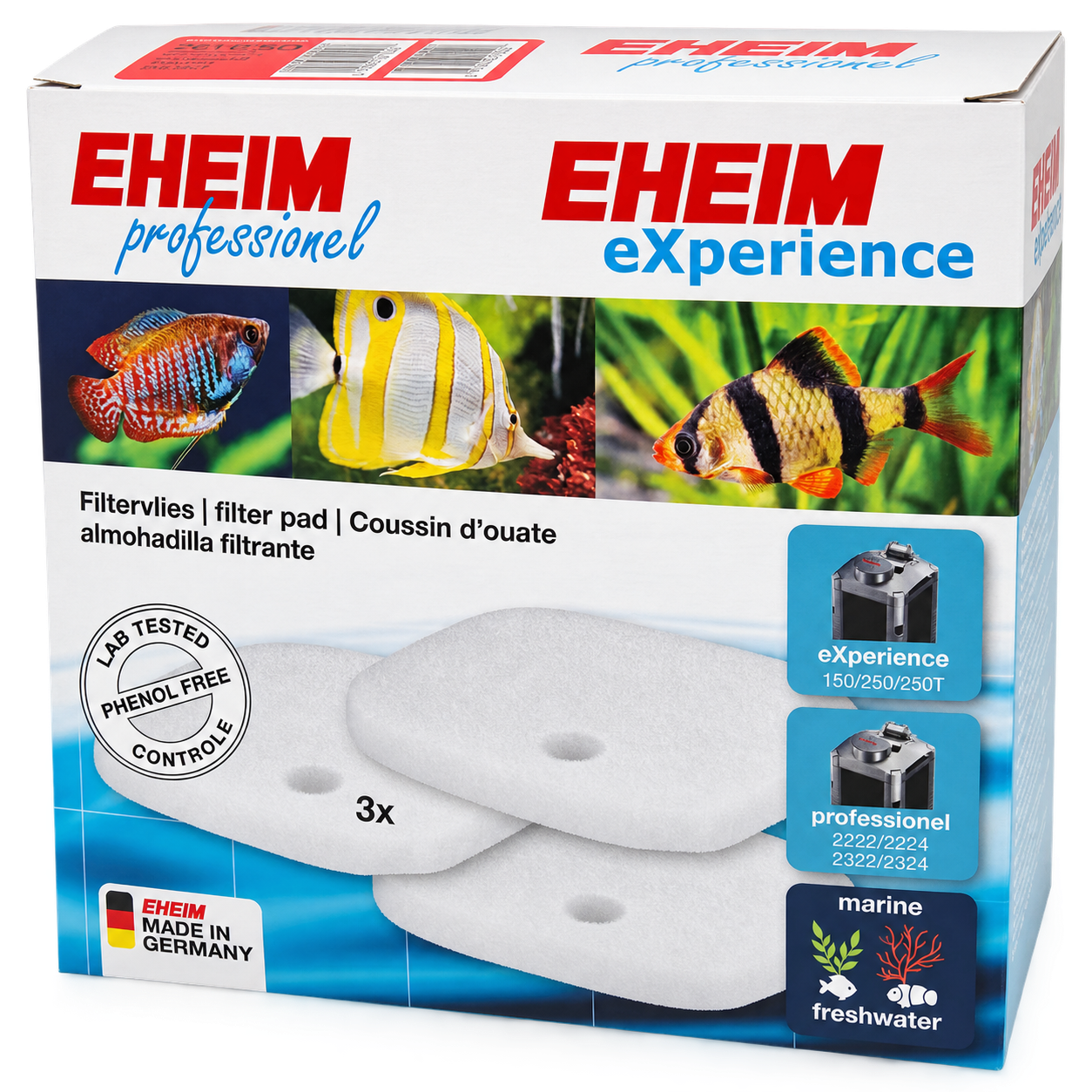 EHEIM Lot de 3 coussins d\'ouate pour filtre Eheim 2124, 2222, 2224, 2322, 2324, 2422, 2424