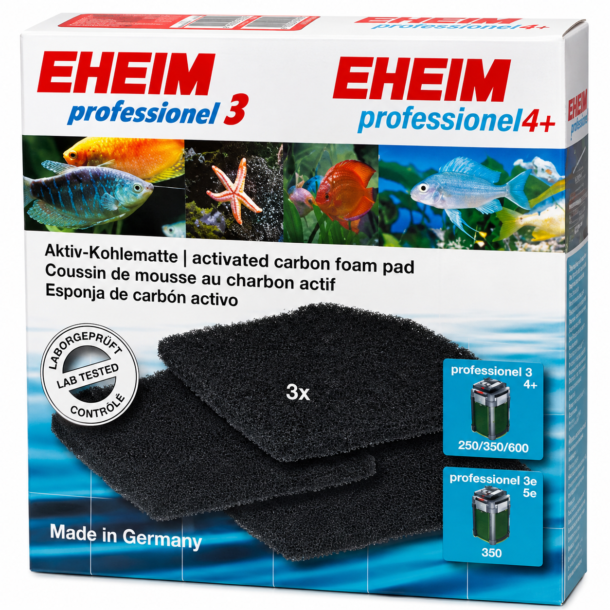 EHEIM Lot de 3 coussins au charbon actif pour filtres professionel 3, 4+ 250, 350, 600 et 5e 350