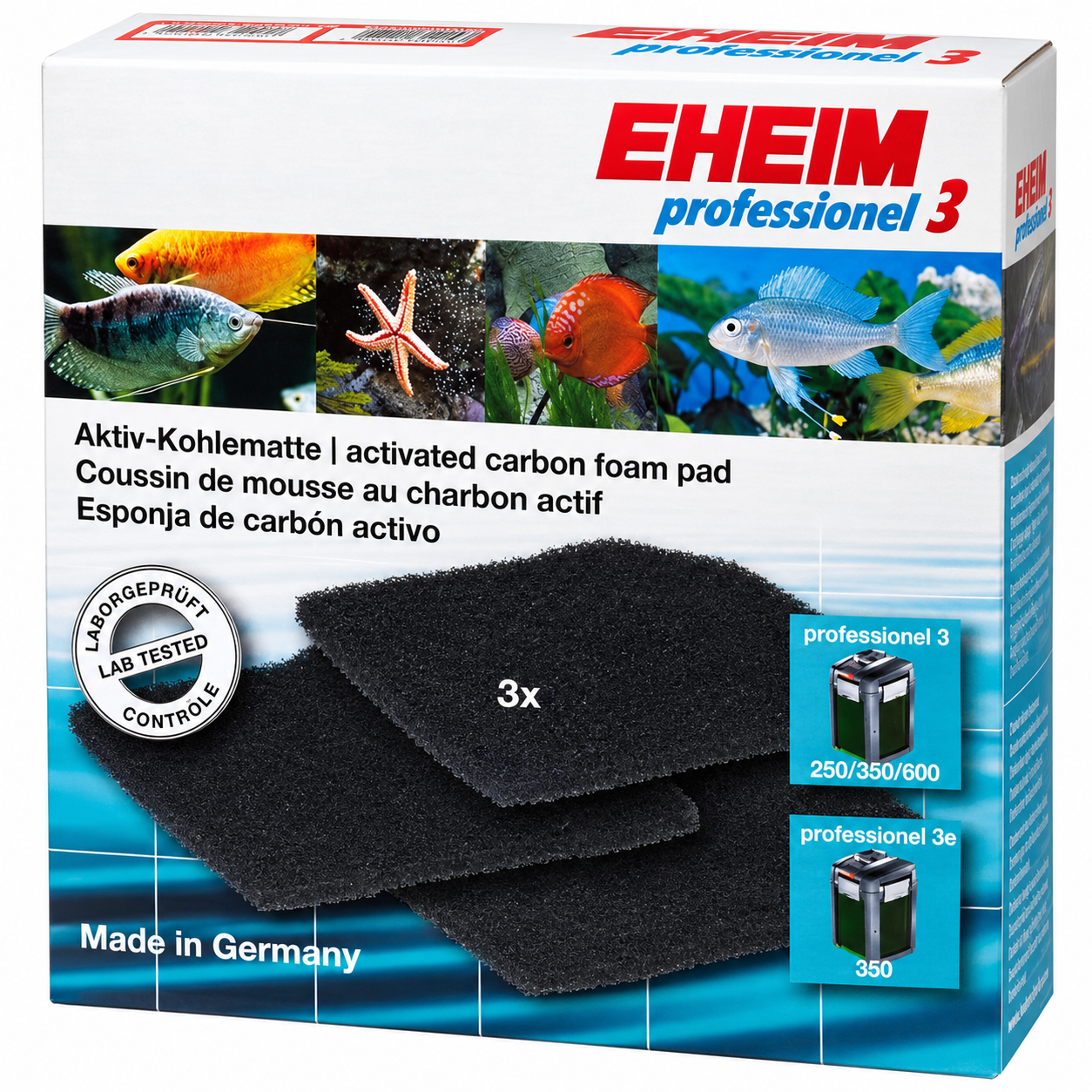 EHEIM Set de 3 mousses au charbon actif pour filtre professionel 4 2277, 2375 et 3e / 5e 2076, 2078 et 2178