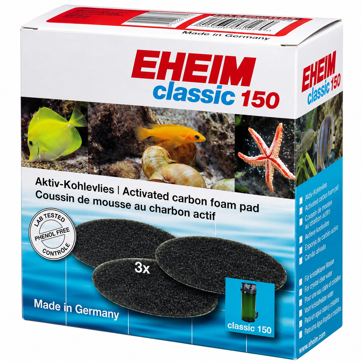 EHEIM 3 coussins de mousse filtrante au charbon actif pour filtre Classic 2011 et 2211
