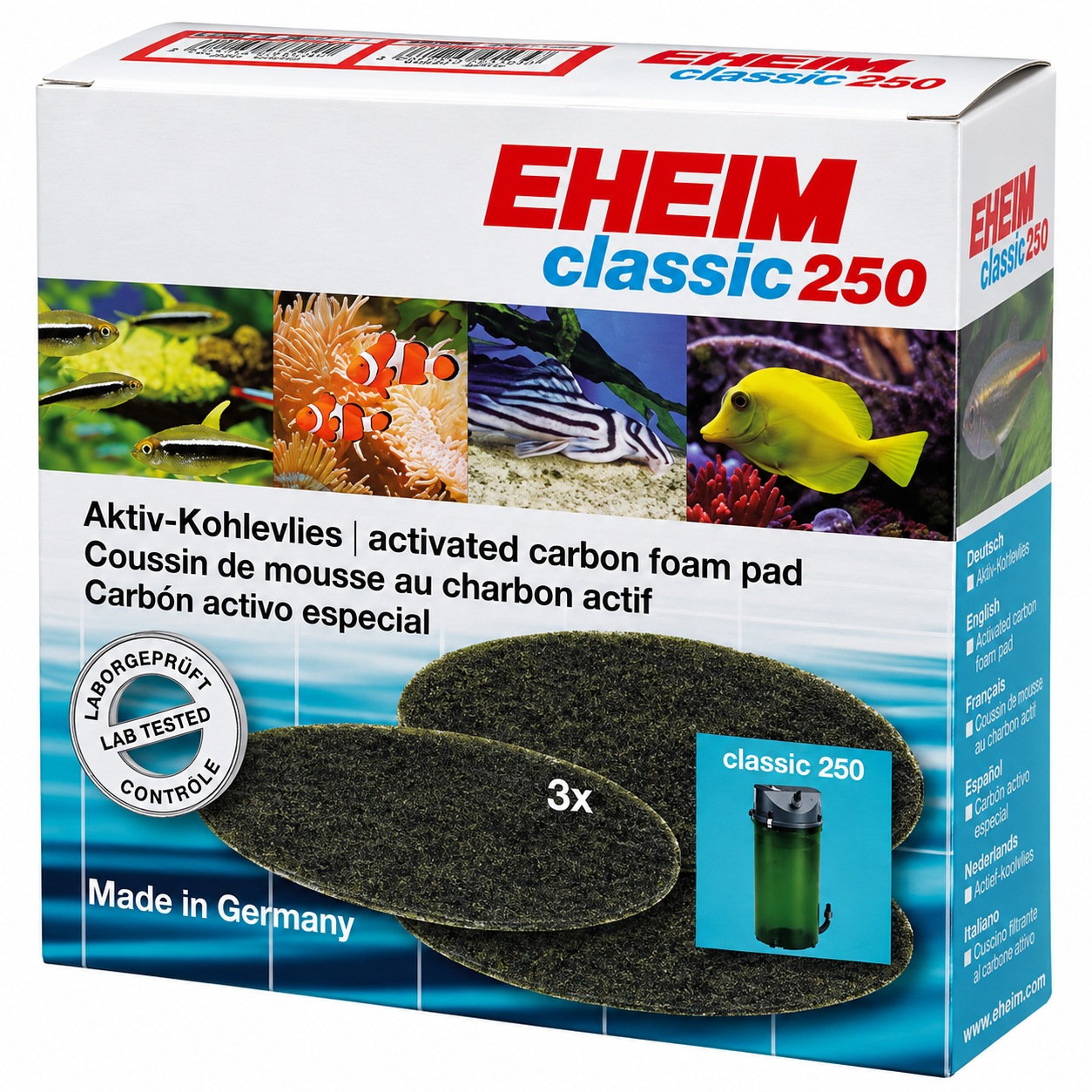 EHEIM 3 coussins de mousse filtrante au charbon actif pour filtre Classic 2213