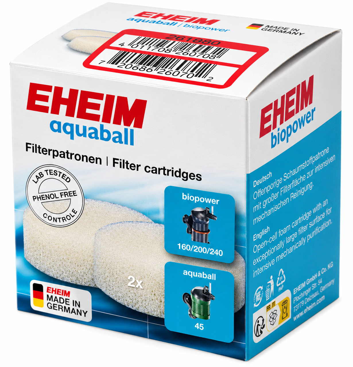 EHEIM Cartouches de ouate pour filtre AquaBall et BioPower