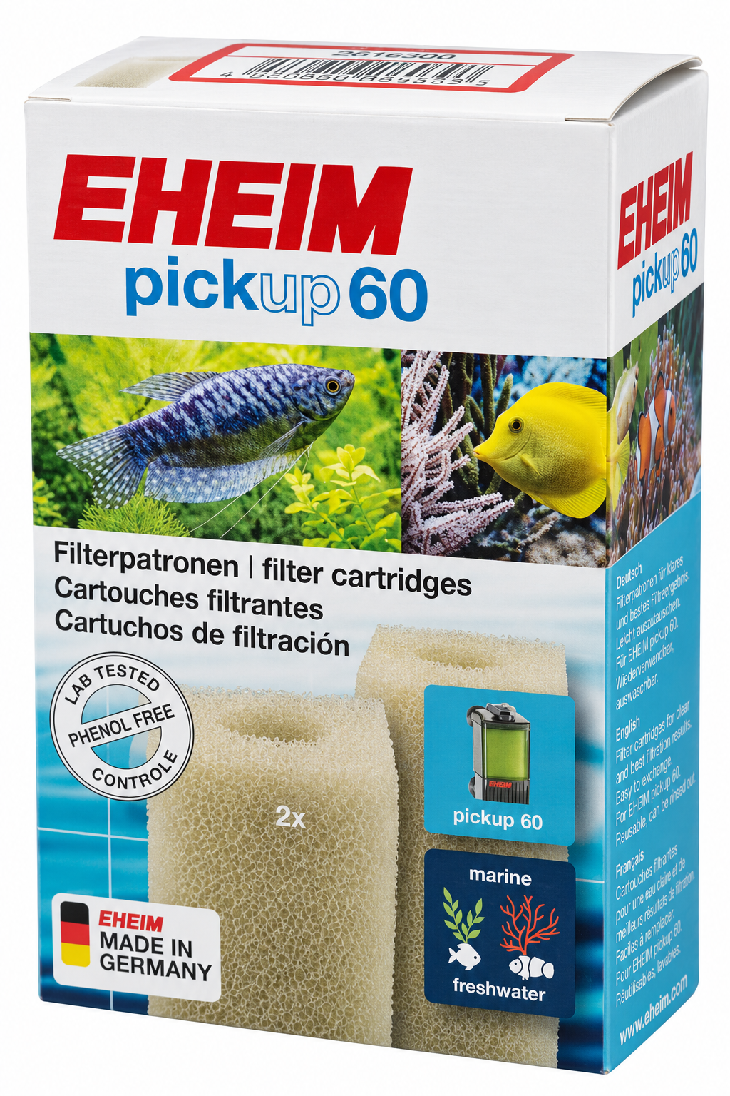 EHEIM Lot de 2 cartouches de mousse de filtration pour filtre Eheim PickUp 60 (modèle 2008)
