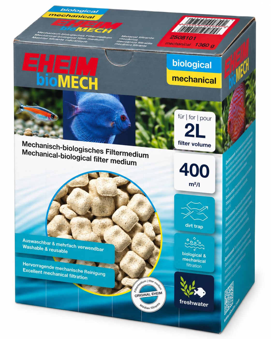 EHEIM bioMech 2L masse de filtration mécanique / biologique pour le traitement très efficace de l\'eau de l\'aquarium