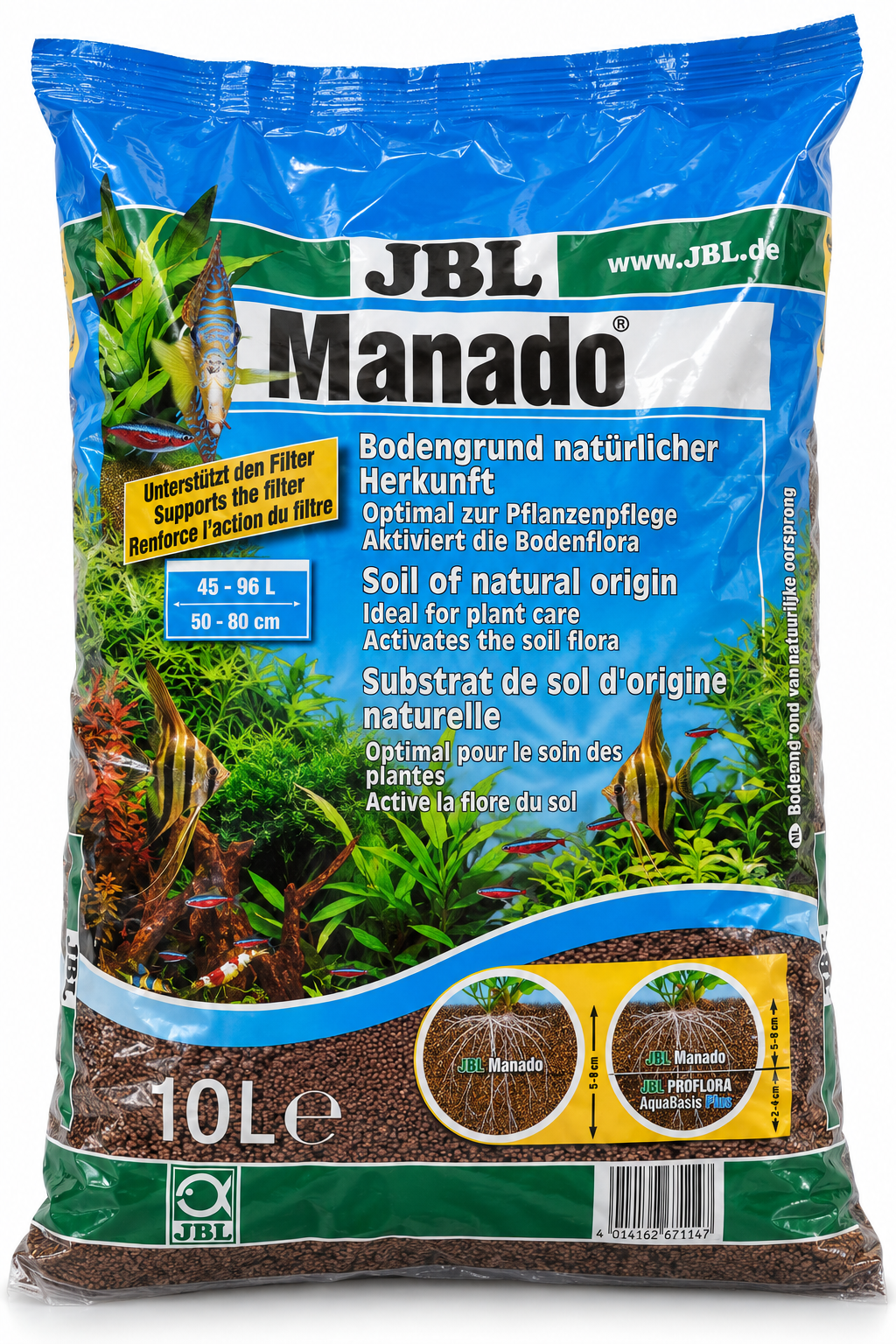 JBL Manado V2 10 L substrat de sol naturel pour aquarium de 45 à 96 L ou 50 à 80 cm