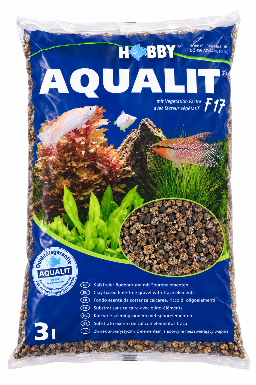 HOBBY Aqualit 2 Kg / 3 L substrat décoratif et nutritif non calcaire avec 17 nutriments et oligo-éléments