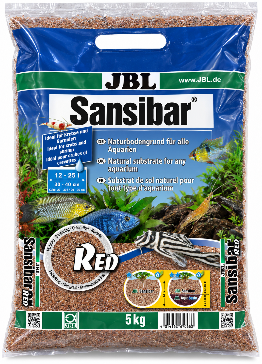 JBL Sansibar Red 5 Kg substrat de sol naturel fin couleur Rouge 0,2 à 0,6 mm pour aquarium d\'eau douce